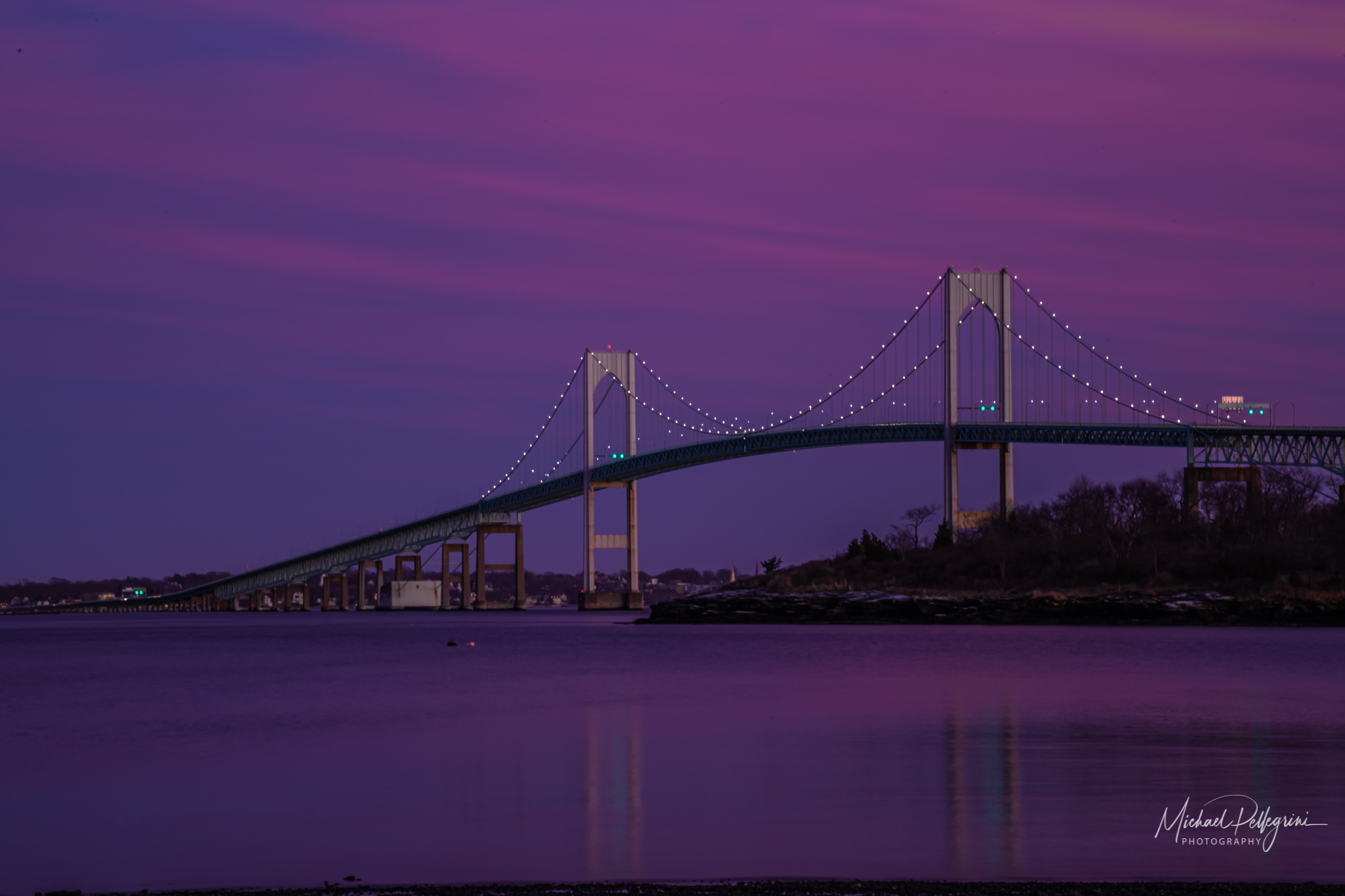 Sunset Over The Newport Bridge